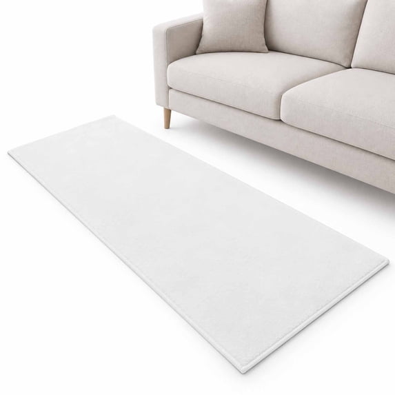 White Solid Runner Rug 2'x6', Color Soft Mat Non-Slip Silicone Backing ...
