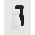 thumbnail image 1 of White Solid Strapless Bodycon Mini Dress For Women, 1 of 6