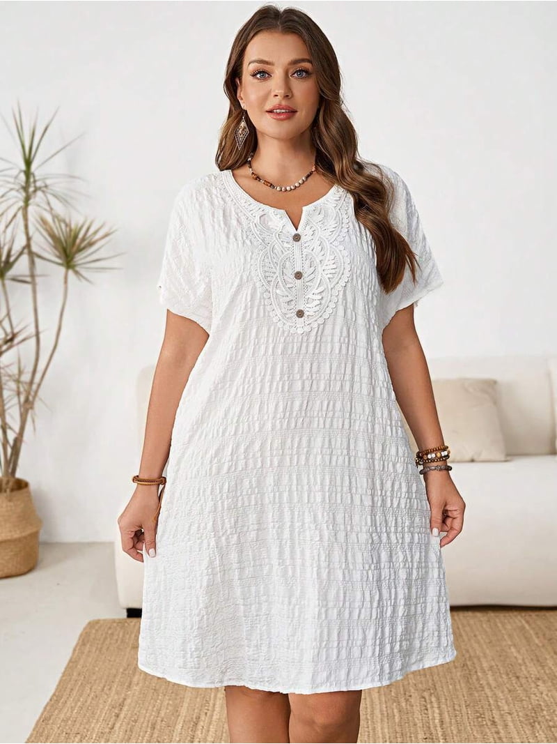 dress with embroidered yoke Popelin Lurex midi dress with embroidered yoke (Mod.40.6)