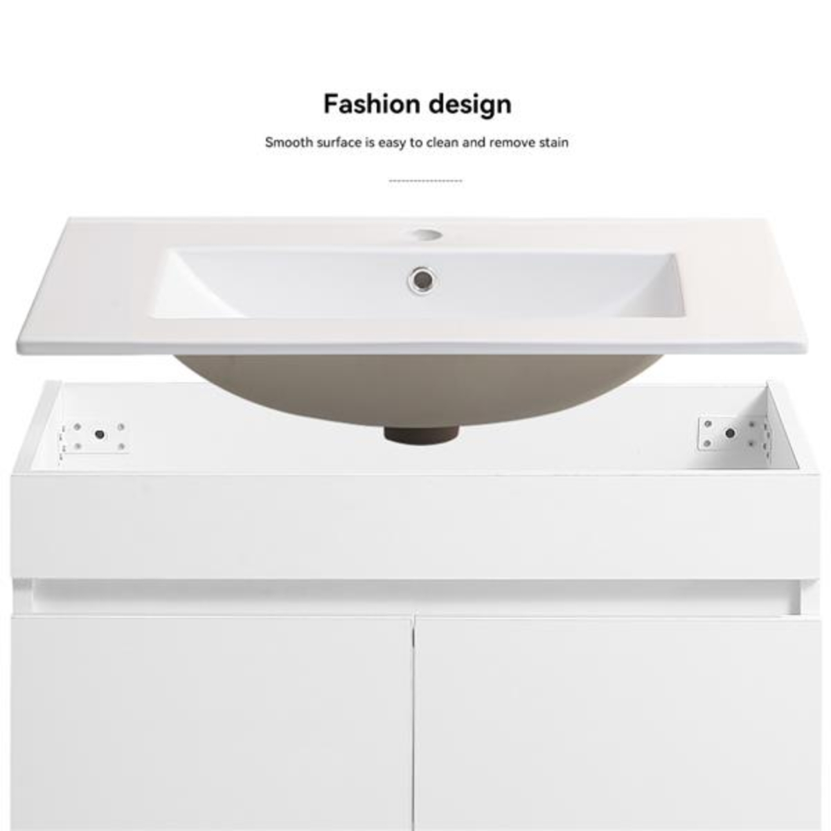 White Solid Wood 36” Wall Mounted Bathroom Vanity with Two Soft Close