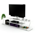 thumbnail image 1 of White Solid Wood 56 - inch TV Stand with 4 Open Storage Shelves for Modern Home Entertainment, 1 of 2