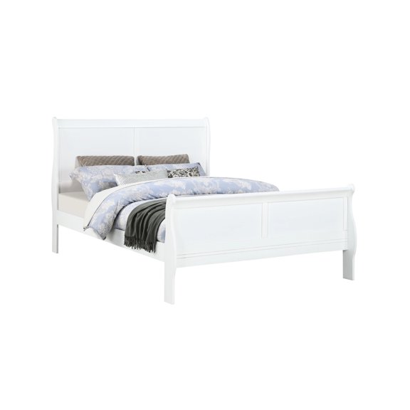 White Solid Wood Bedroom Bed For Queen Size Comfort Contemporary In Warm