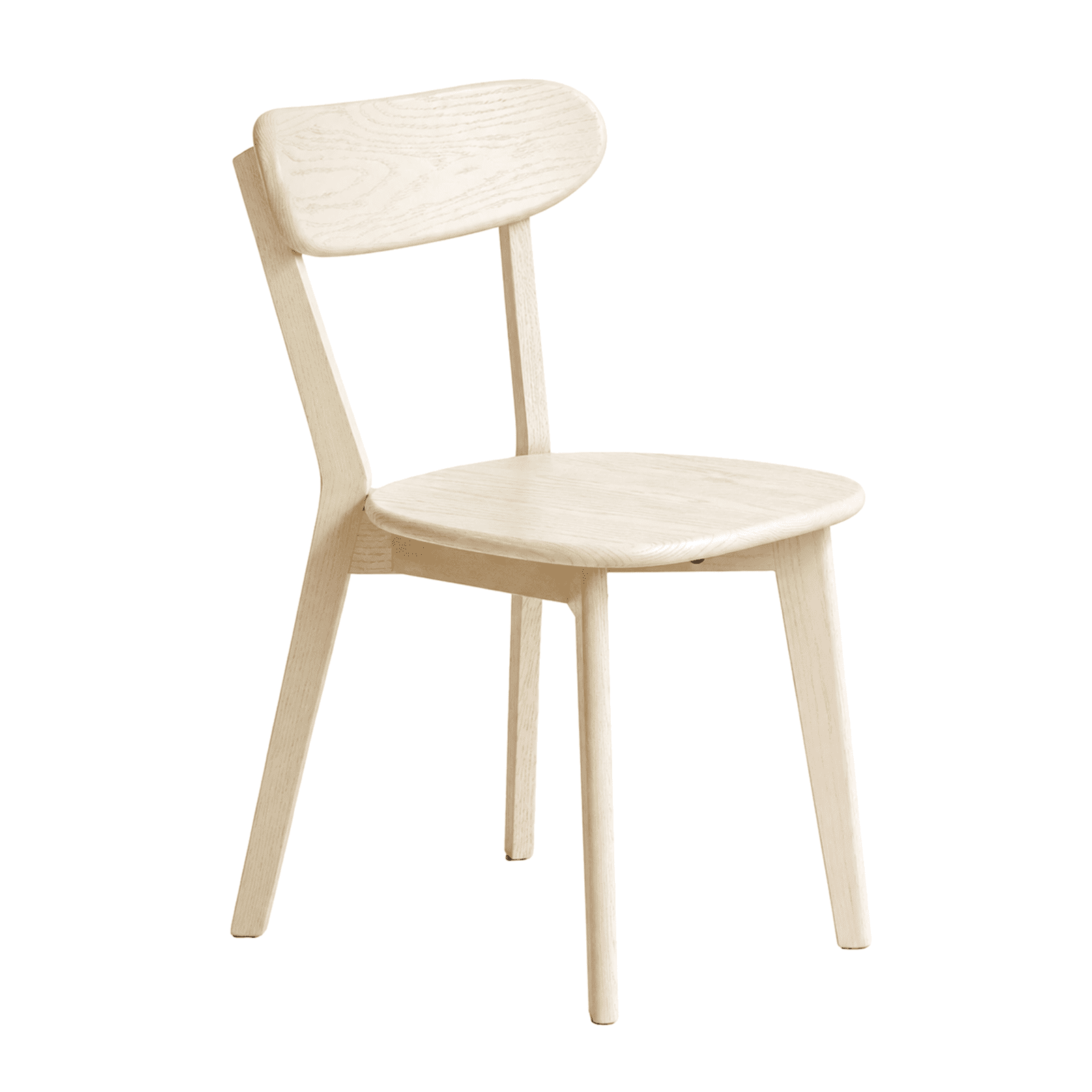 White Solid Wood Dining Chair,FAS Grade Oak Dining Chair Single,Sturdy Curved Backrest & Outer Sword-Leg Design in Cream White Finish for Dining Room,Cafe, and Modern Home Kitchen,400 lb Capacity