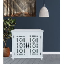 White Solid Wood Display Cabinet - 31.5"W Glass Door Storage Cabinet with Shelf, 16"D X 31.5"H