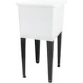 thumbnail image 1 of White Space Saver Utility Sink by JS Jackson Supplies, Freestanding Tehila Space Saving Laundry Tub, Black Metal Legs with P-Trap Kit, 1 of 9