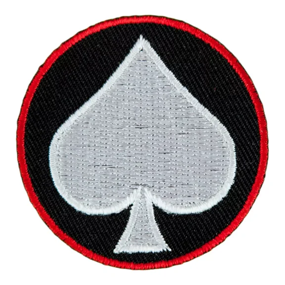 White Spade Symbol On Round Patch, Playing Card Patches