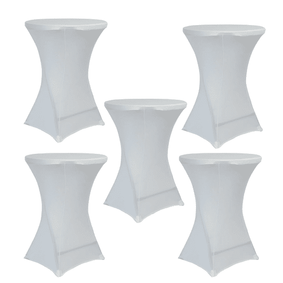 White Spandex Cocktail Table Cover 250gsm 36" - Set of 5 by Chivari