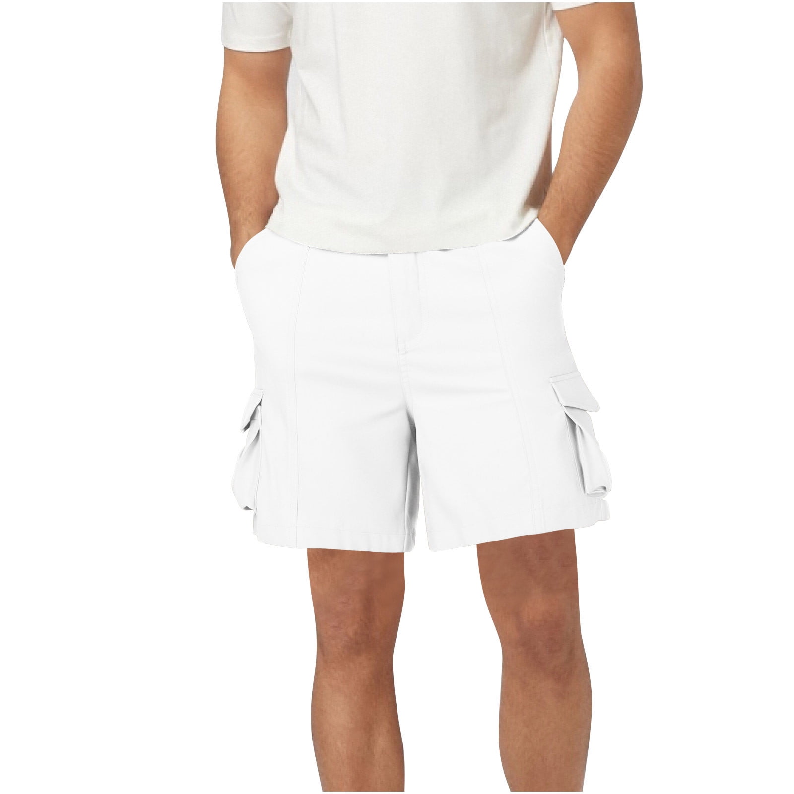 White Spandex Shorts for Man Fall Summer Loose Fit Cargo Stretchy ...
