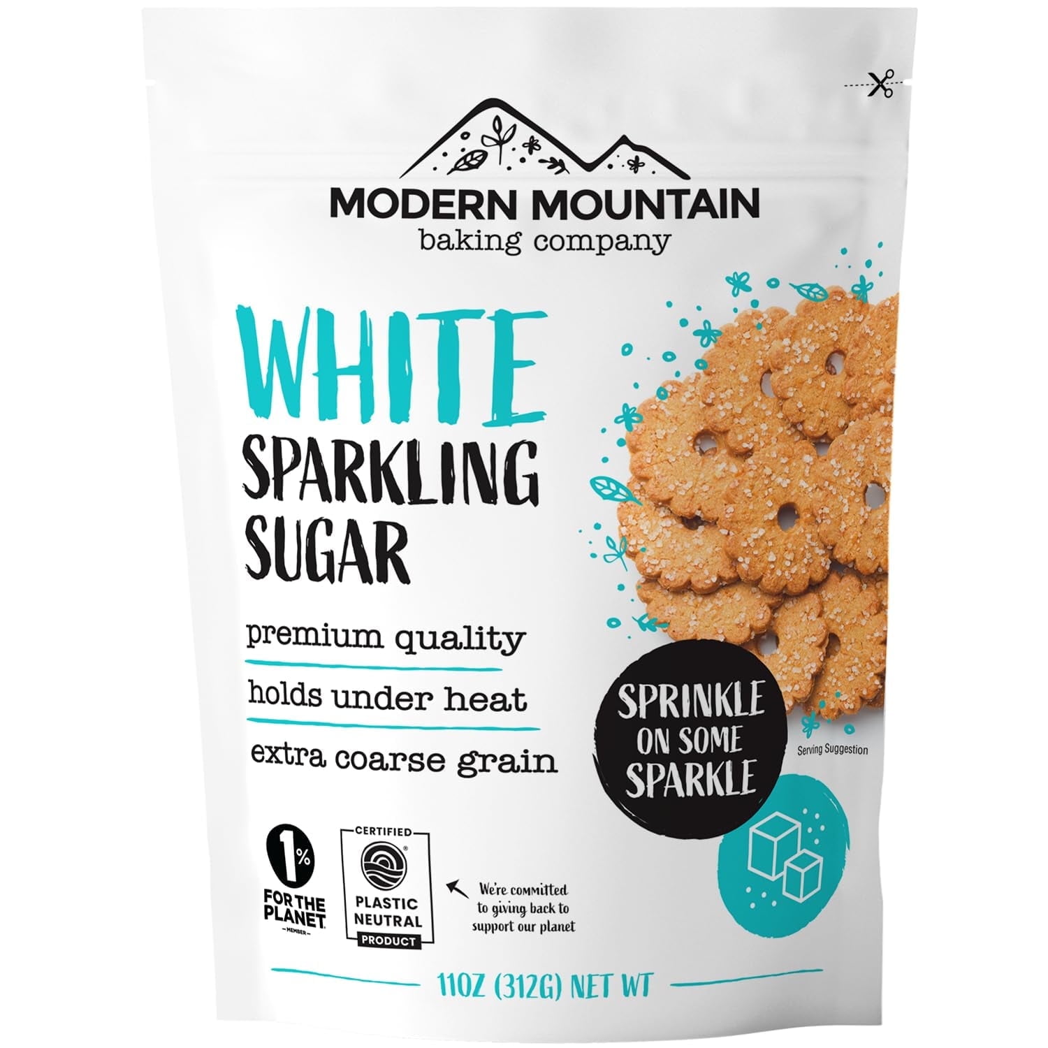 White Sparkling Sugar (11oz) – Extra Coarse Crystals for Baking, Bright White, Adds Crunch & Sparkle, Heat-Stable, Non-GMO, Gluten-Free, Sanding Sugar