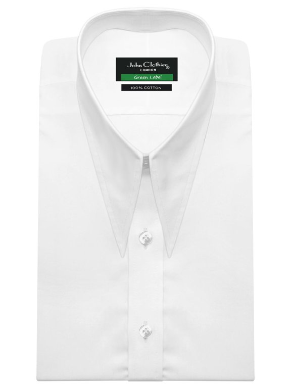 White Spear point collar shirt Mens classic Office wear Dagger collar Vintage re production Robert De Niro 100% cotton