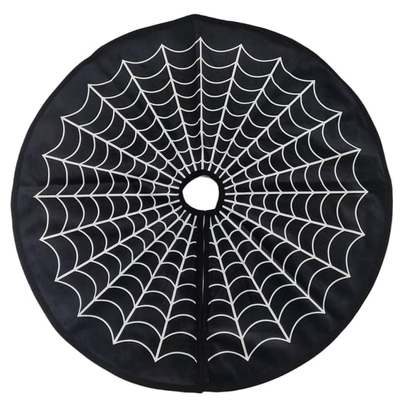 White Spiderweb Halloween Tree Skirt Decoration, Spooky Web Tree Apron, Festive Base Cover for Indoor Party, Creepy Atmosphere Tree Mat