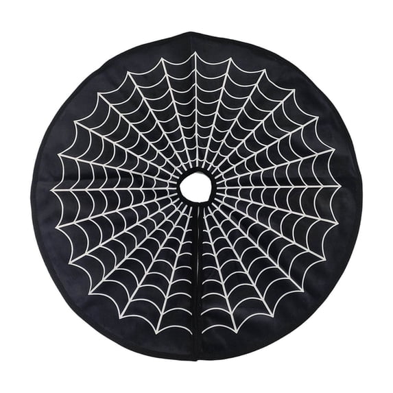 White Spiderweb Halloween Tree Skirt Decoration, Spooky Web Tree Apron, Festive Base Cover for Indoor Party, Creepy Atmosphere Tree Mat