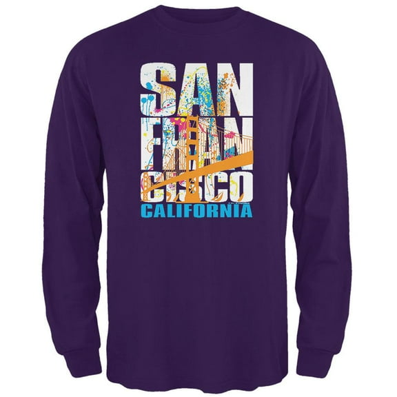 White Splash San Francisco California Mens Long Sleeve T Shirt Purple 2XL