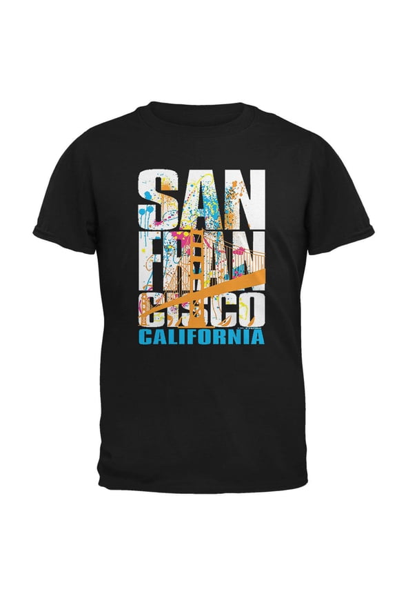 White Splash San Francisco California Mens T Shirt Black X-LG