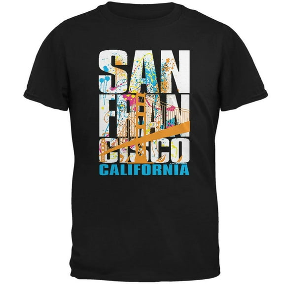 White Splash San Francisco California Mens T Shirt Black X-SM