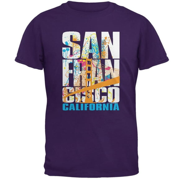 White Splash San Francisco California Mens T Shirt Purple LG