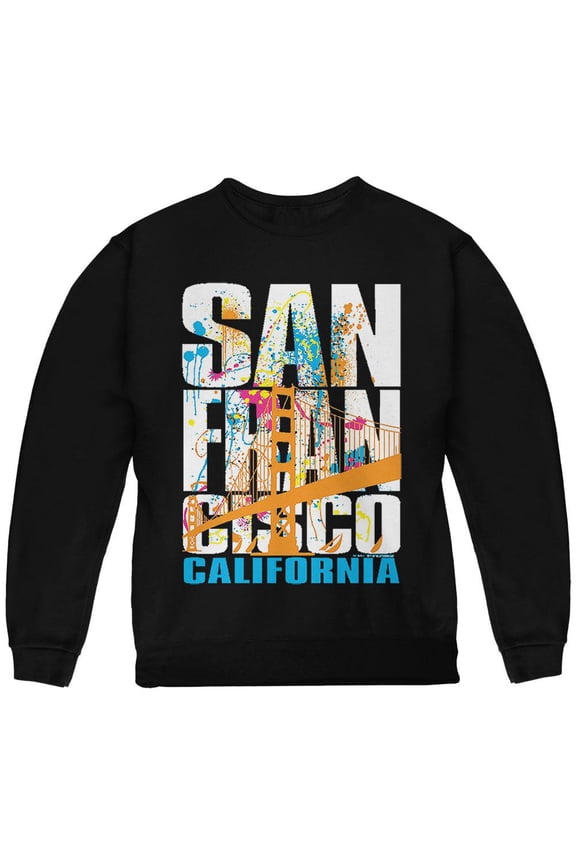 White Splash San Francisco California Youth Sweatshirt Black YMD