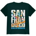 thumbnail image 1 of White Splash San Francisco California Youth T Shirt Forest Green Youth X-SM, 1 of 1