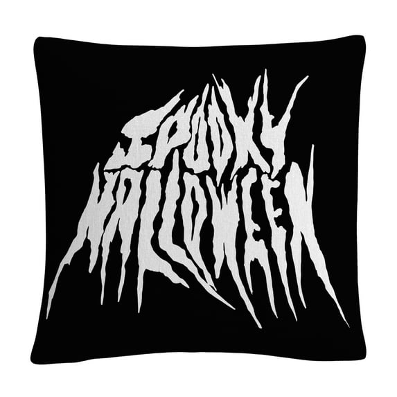 White Spooky Metal Halloween By Abc 16 X 16 Decorative Throw Pillow