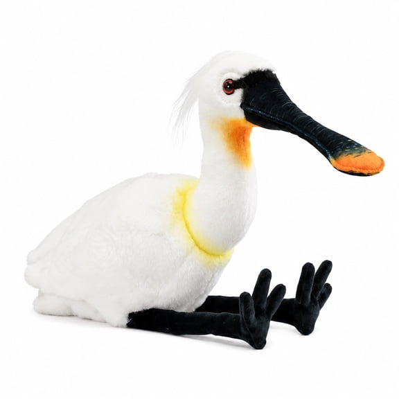 White Spoonbill Plush Toy, 11.81 in / 30 cm Bird Stuffed Animal, Upright Realistic Design, Gift for Animal Lovers