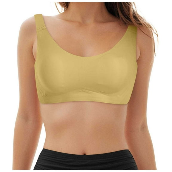 White Sports Bras for Women Racerback Womens Deep V Bras Wireless Comfortable Bra Supportive No Underwire Bras Tshirt Push Up Bralettes Plunge Seamless Bra