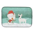 thumbnail image 1 of White Spot Bull Terrier Snowman Christmas Dish Drying Mat, 1 of 2