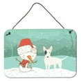 thumbnail image 1 of White Spot Bull Terrier Snowman Christmas Wall or Door Hanging Prints, 1 of 1