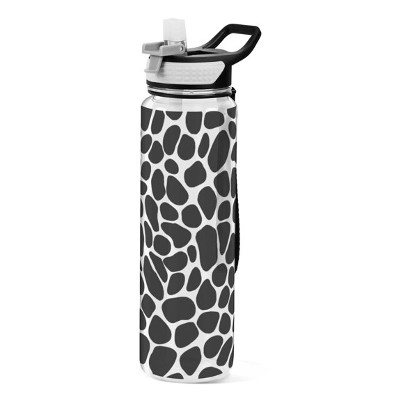 White Spots Pattern Sport Water Bottle Tritan with Straw 1000ml Portable for Outdoor Daily Use