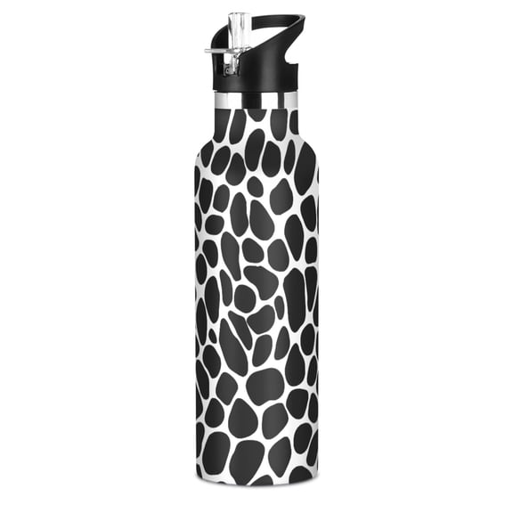 White Spots Pattern Sport Water Bottle for Kids Insulated with Straw for School Outdoor Daily Use