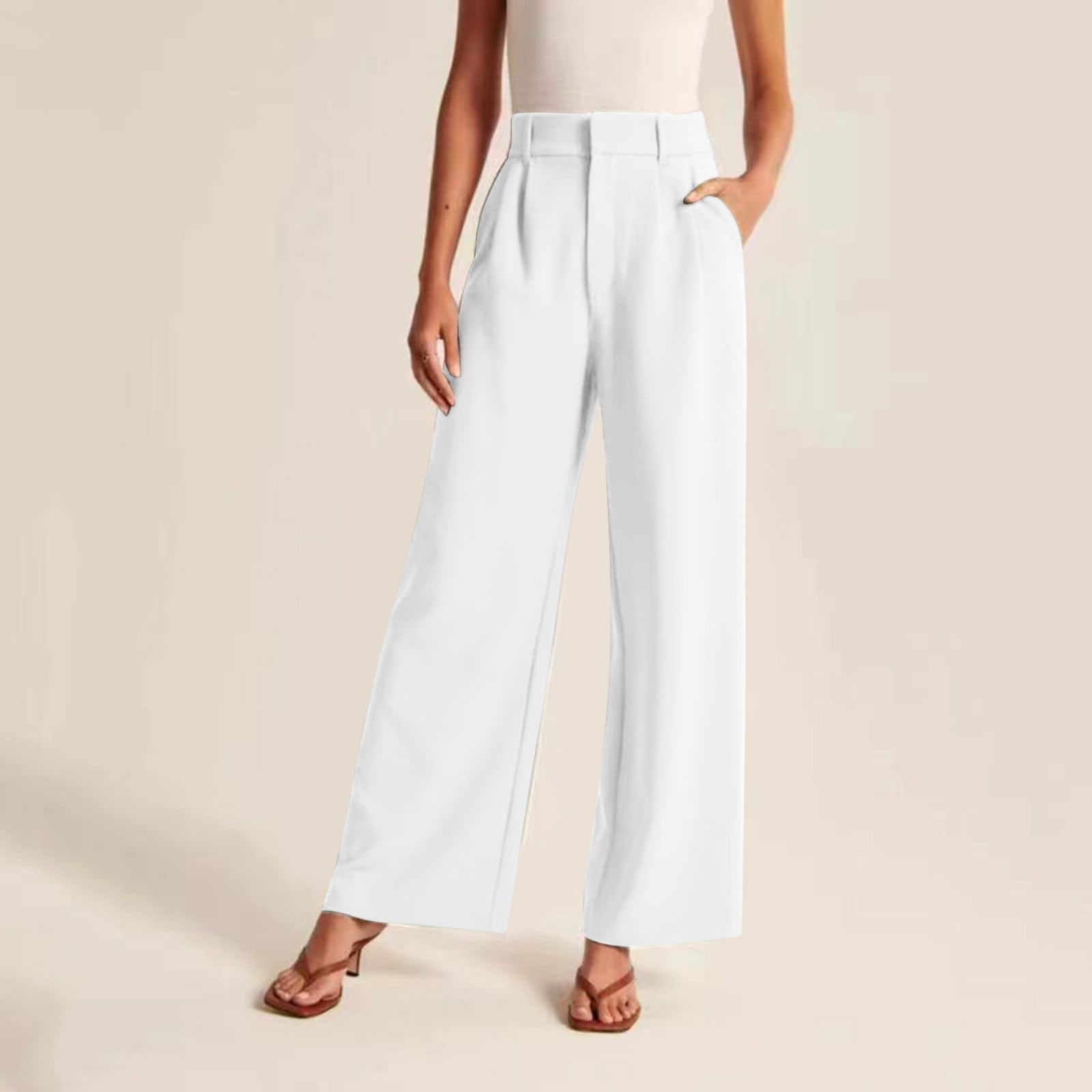 White-Spring-Pants-Polyester-