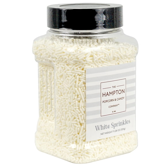 White Sprinkles Jimmies 11.28 oz, White Sprinkles For Cake Decorating, Cake Sprinkles, Sprinkles For Baking, Ice Cream & More, The Hampton Candy Company
