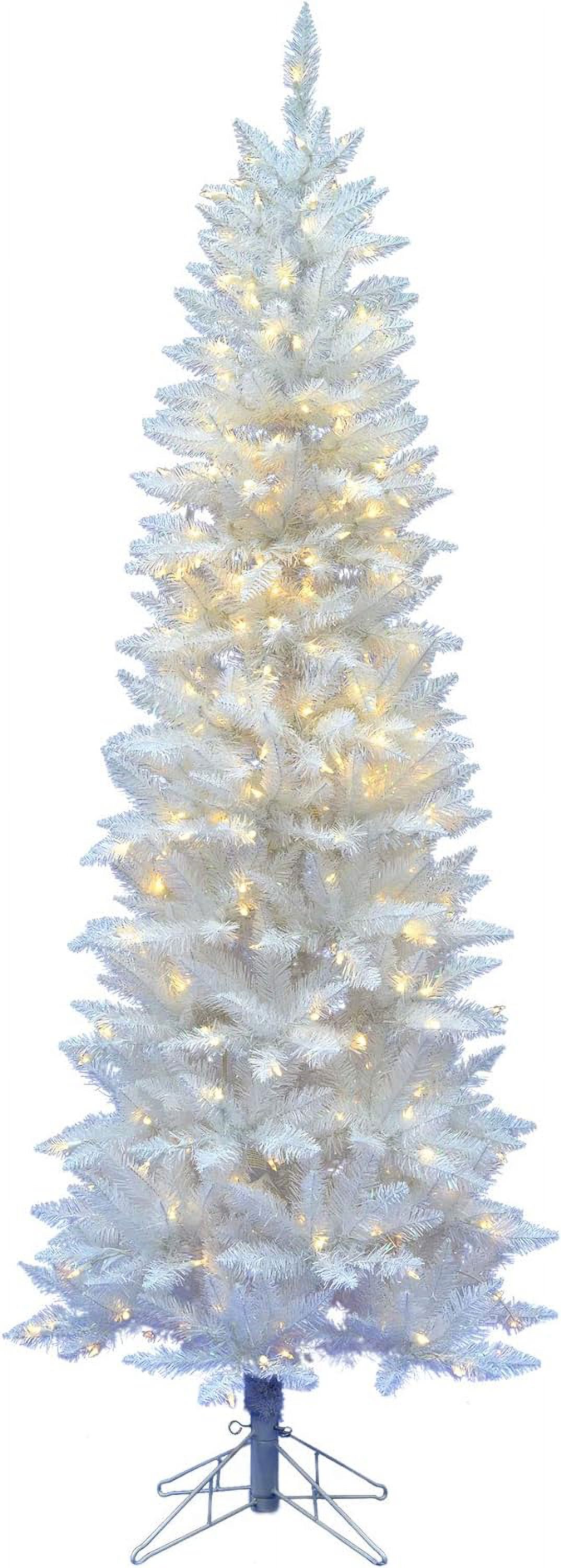 White Spruce Pencil Artificial Christmas Tree Pure White LED Lights