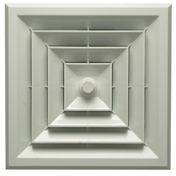 White Square Ceiling Diffuser with 8 in. Boot and Butterfly Damper