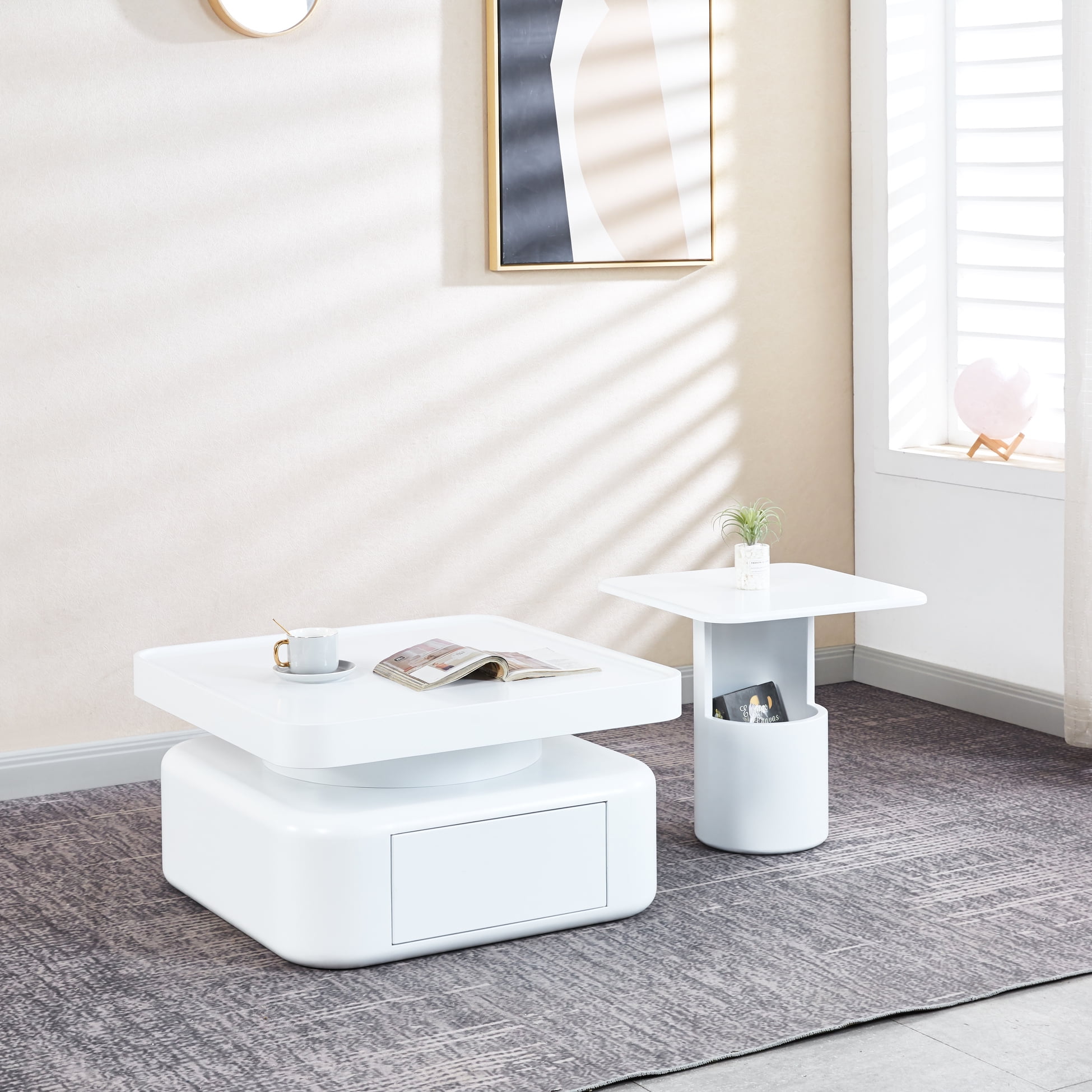 White Square Coffee Table 2, Living Room Bedroom Decor, And Chic ...