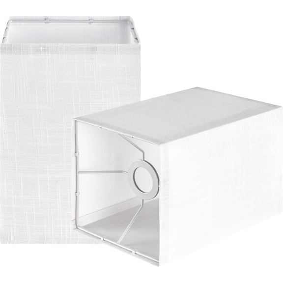 White Square Lamp Shades Set of 2 Small, L6.3"x W6.3"x H9.84" UNO Spider Modern Fabric Lampshade for Pendant Lamp & Table Lamps Lighting Fixtures,Easy-Installation for Living Room/Bedroom