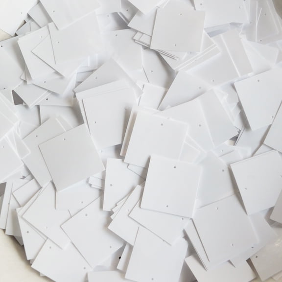 White Square Sequins 25mm Two Hole Opaque Made in USA