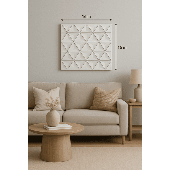 White Square Shape Handcrafted MDF Wall Decor 16"x16" Elegant Home Accent