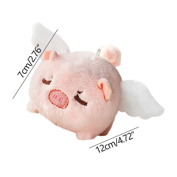 White Squint Eyes White Wing Angel Pig Pull String Flying Toy Cute Plush Doll Spinning Decompression