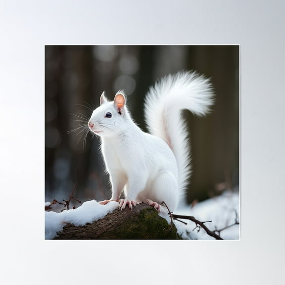 White Squirrel 01 Poster Wall Art, Modern Wall Decor For Living Room Bedroom, 16X16 UNFRAMED