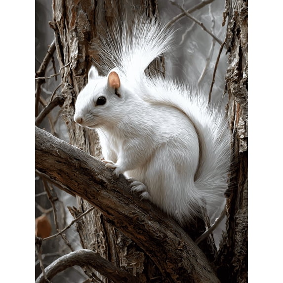 White Squirrel Canvas Print, Ideal for Living Room Bedroom Office Study Dining Room Nursery