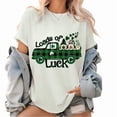 thumbnail image 1 of White St Patricks Day Print Tshirt Graphic Tees Shirts Loads of Luck Plaid Truck Gnome Clover Holiday Party Daily Wear Tops Sizes S-5XL, 1 of 4