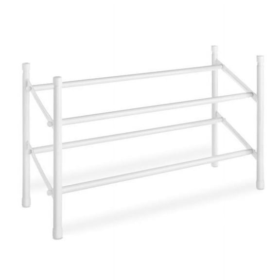 White Stackable & Expandable Shoe Rack, 24 x 45 in.