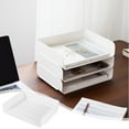 thumbnail image 1 of White Stackable Letter Tray, Acrylic Desk File Paper Organizer Tray, Transparent File Rack, Paper Holder for Office Home Dormitory Teacher Desk Organizer, 1 of 7