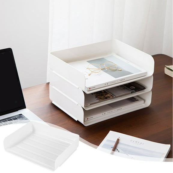 White Stackable Letter Tray, Acrylic Desk File Paper Organizer Tray, Transparent File Rack, Paper Holder for Office Home Dormitory Teacher Desk Organizer