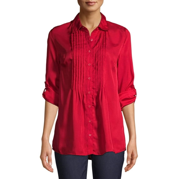 White Stag Long Sleeve Blouse Relaxed Fit Top (Women's), 1 Pack