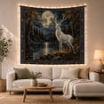 thumbnail image 1 of White Stag in Misty Forest with Glowing Full Moon and Stars, Mystical Fantasy for Wildlife Lovers, Ethereal Nature Wall Art, Housewarming Gift Tapestry Wall Hanging for Bedroom and Living Room, 1 of 7