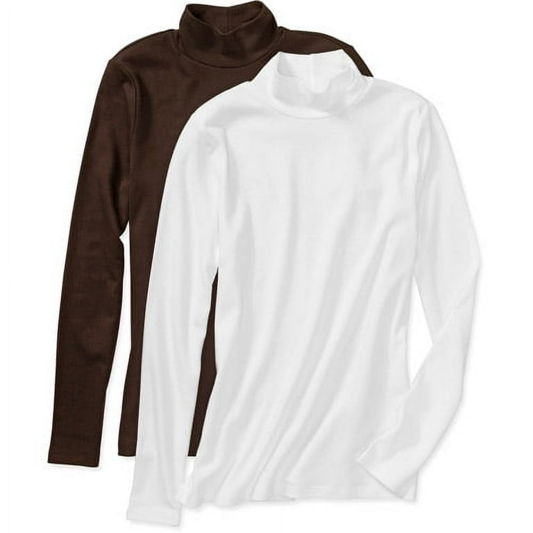 White Stag Women s Mock Turtleneck Long Sleeve Tees 2 Pack Walmart