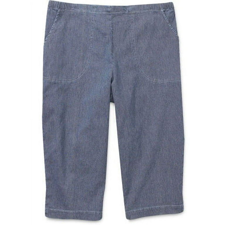 White Stag Women s Plus Relaxed Stripe Denim Capri Pants