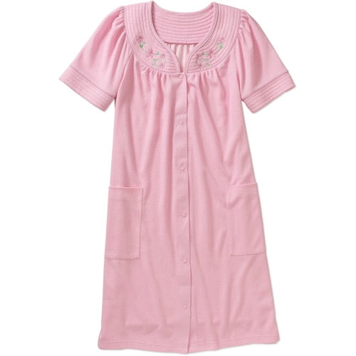 White Stag Women's Short Sleeve Zip Front Breakfast Robe (Sizes S-3X)