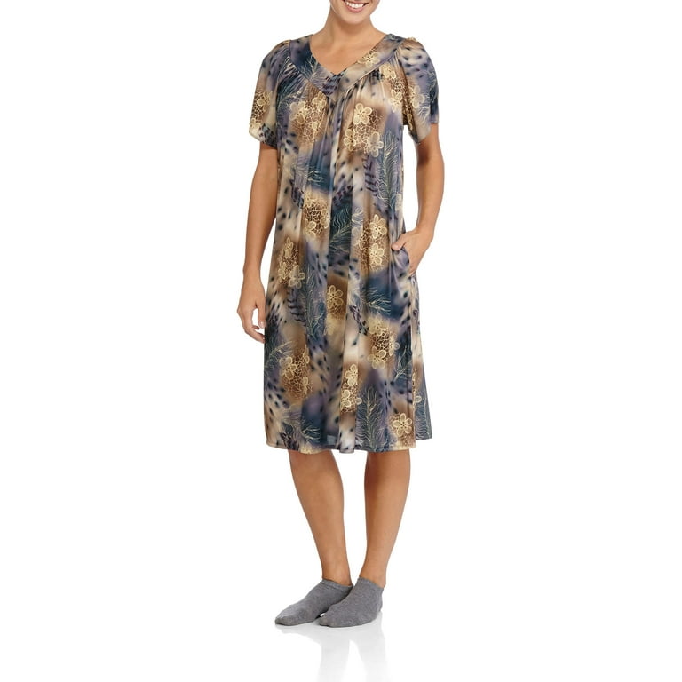 White Stag Women s V Neck Short Sleeve Lounger Gown Walmart
